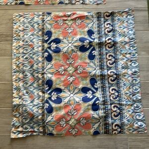 Pottery Barn Nella 2 square pillow shams organic cotton pink blue paisley BoHo